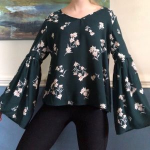 Dark Green Patterned Blouse